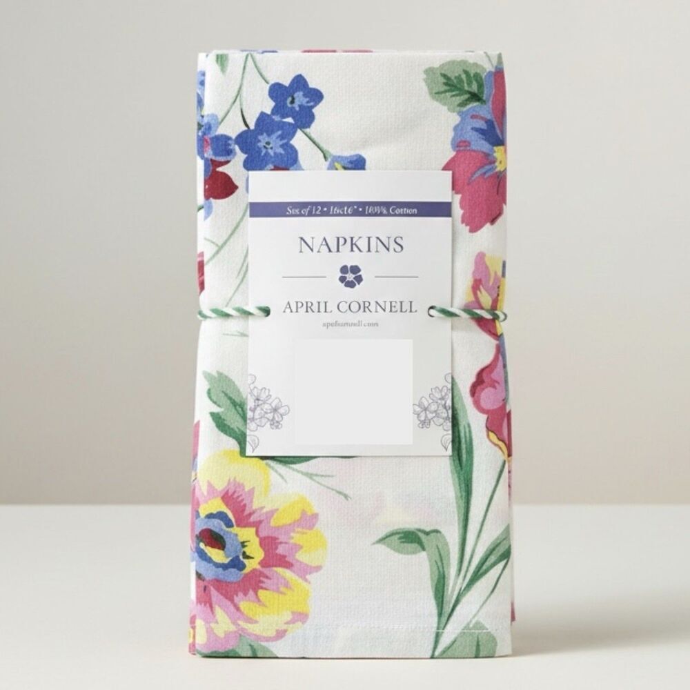 April Cornell Lillianna 12 Floral Cloth Dining Napkins Colorful Cottage Cotton
